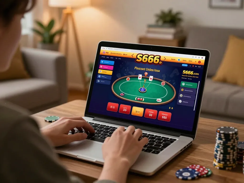 Engaging online casino gaming experience at S666.com with a player focused on poker.