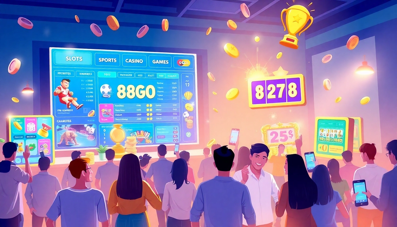 88GO online betting platform interface with diverse users enjoying gaming excitement.