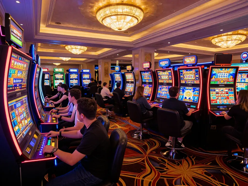 Players engaging joyfully with slot machines at UU88com casino, capturing excitement and winning moments.