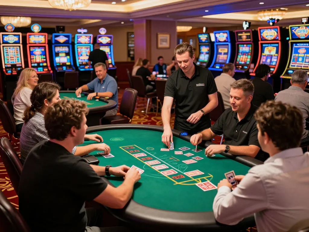 Players enjoying intense blackjack gameplay at DN 888 casino tables with vibrant atmosphere