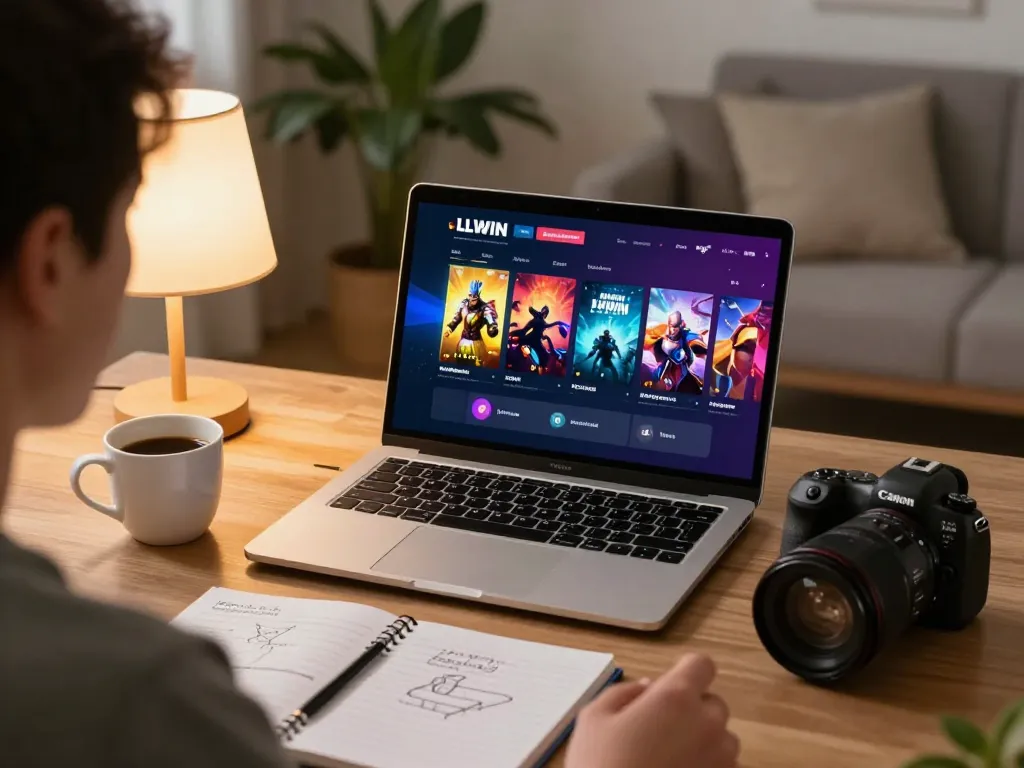 llwin Download interface displayed on laptop during engaging home gaming session