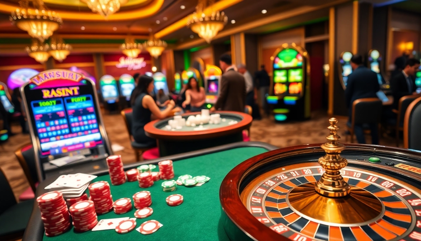 Experience thrilling gameplay at Link CM88 with vibrant casino tables and engaging slot machines.