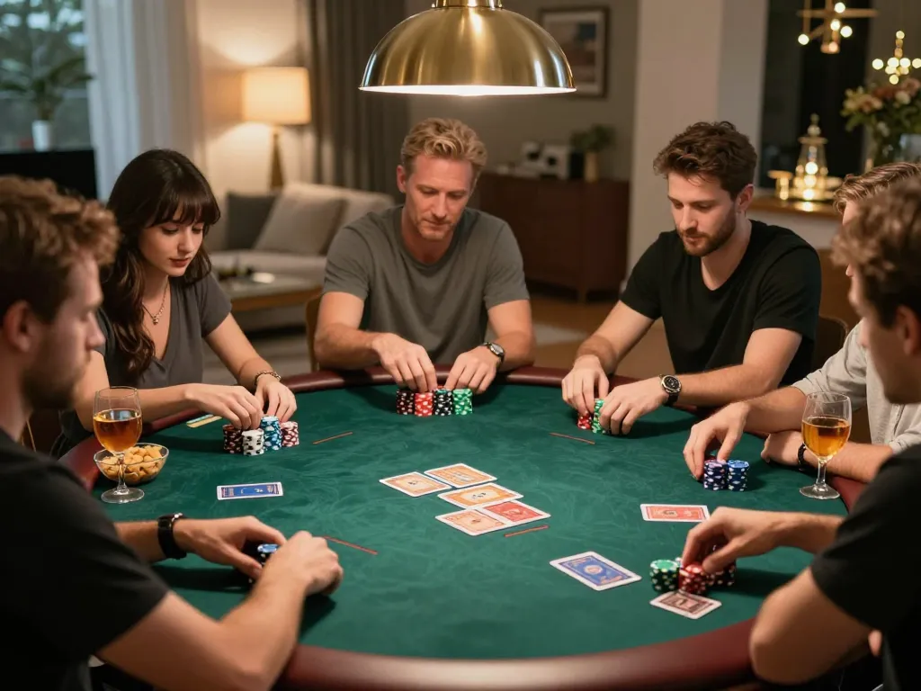 Join friends in an exciting poker night at home featuring bgd33online, creating a strategic gaming atmosphere.