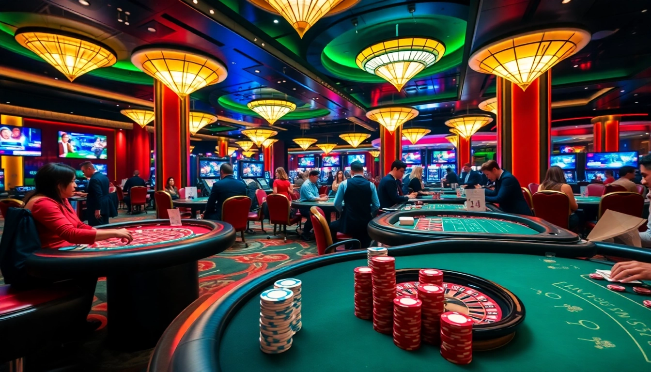 Experience the excitement at RR88 casino with vibrant gaming tables and enthusiastic players.