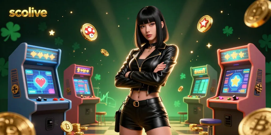 Socolive showcases a stunning Asian woman in a sleek outfit, immersed in a vibrant gaming scene.