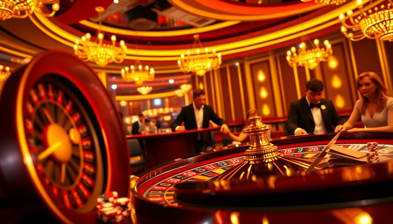 Exciting gambling action at https://12bett.bot/ with roulette wheel and poker chips in a luxurious casino setting.