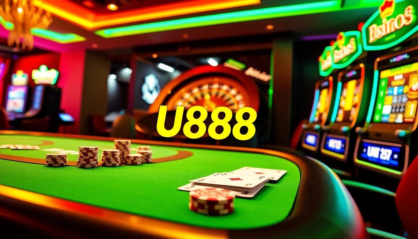 Players enjoying games like poker and slots at U888's online casino interface.