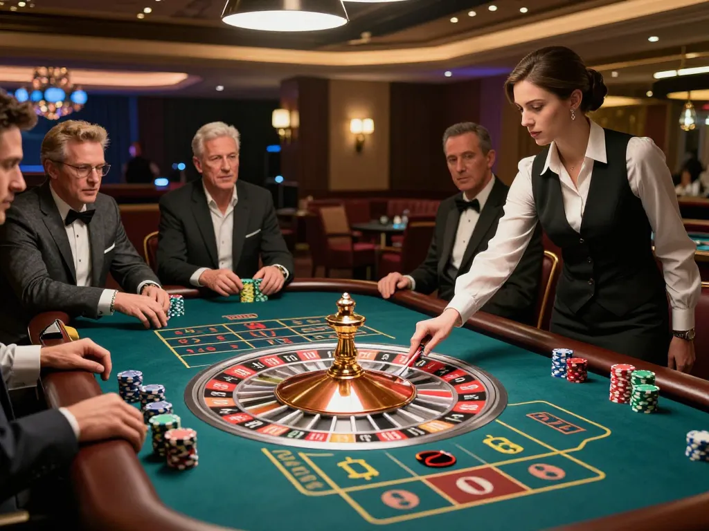 Players enjoying the thrill of roulette at a luxury casino, highlighting go8's exciting gaming experience.