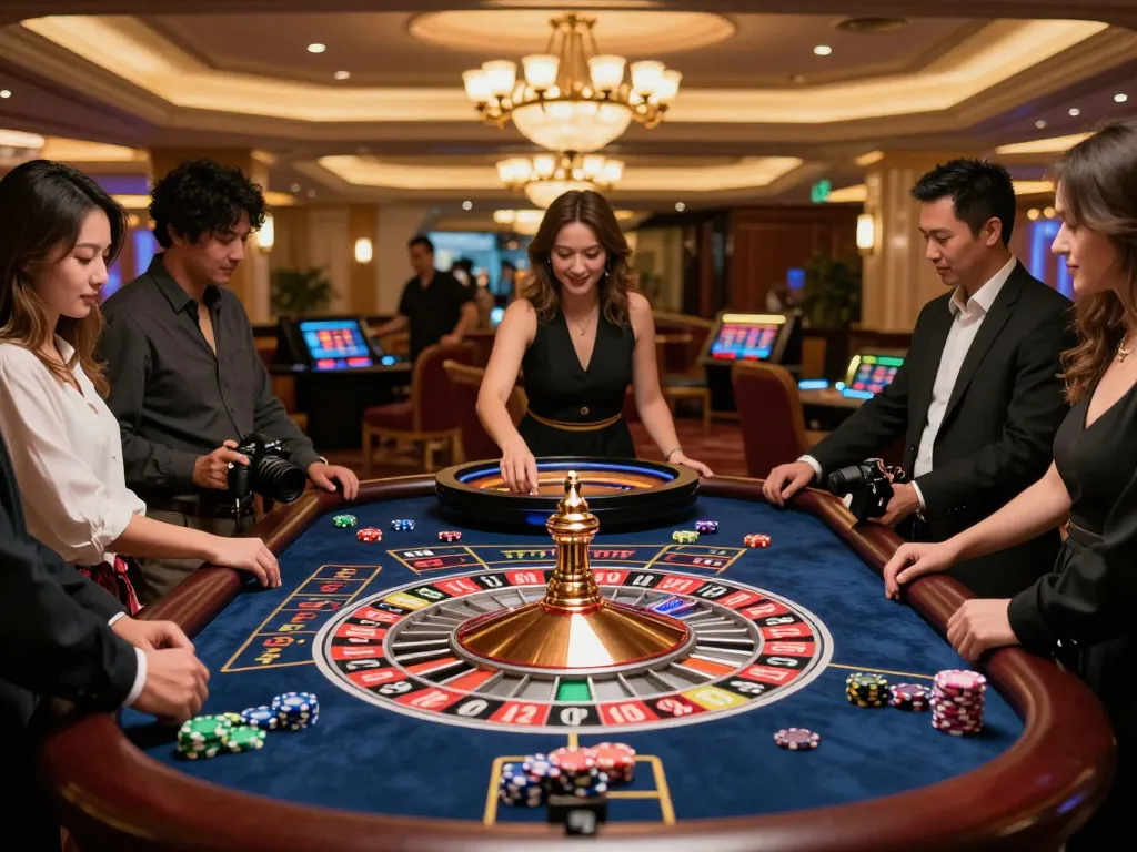 Experience thrilling roulette gameplay at debet23 casino with eager players and vibrant action.