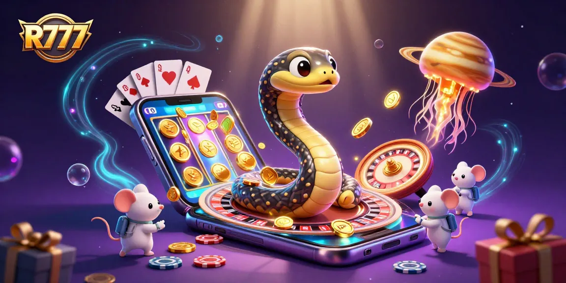 Experience thrilling gaming at R777 with a cosmic casino featuring unique characters and vibrant elements.