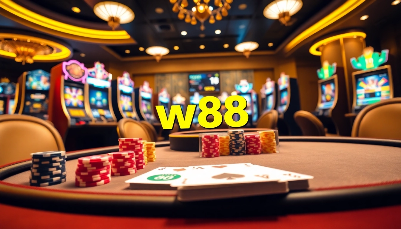 Experience thrilling gameplay at W88 link with vibrant casino elements and luxurious ambiance.