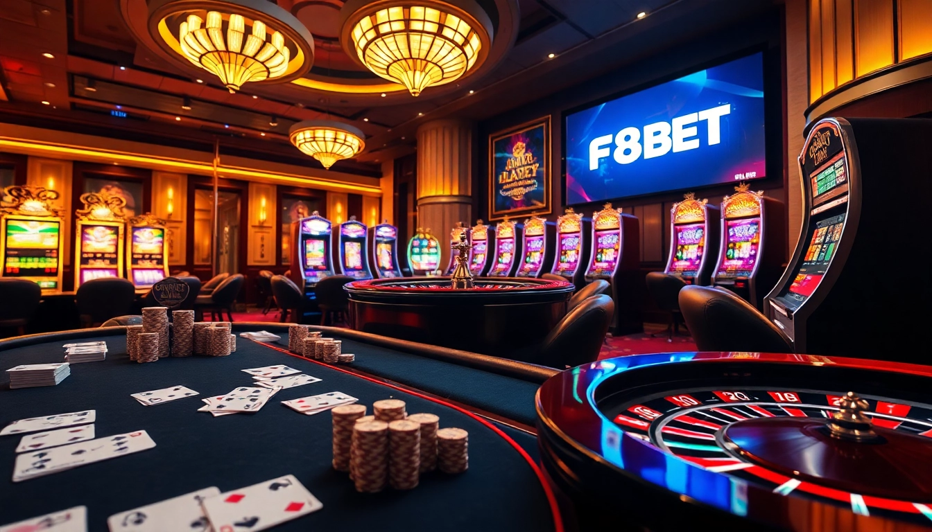 Experience thrilling gameplay at F8BET with vibrant poker tables, compelling slot machines, and exciting roulette wheels.