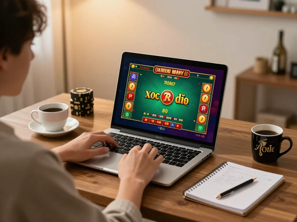 xóc đĩa online game in action on a laptop, showcasing strategic play and home gaming atmosphere