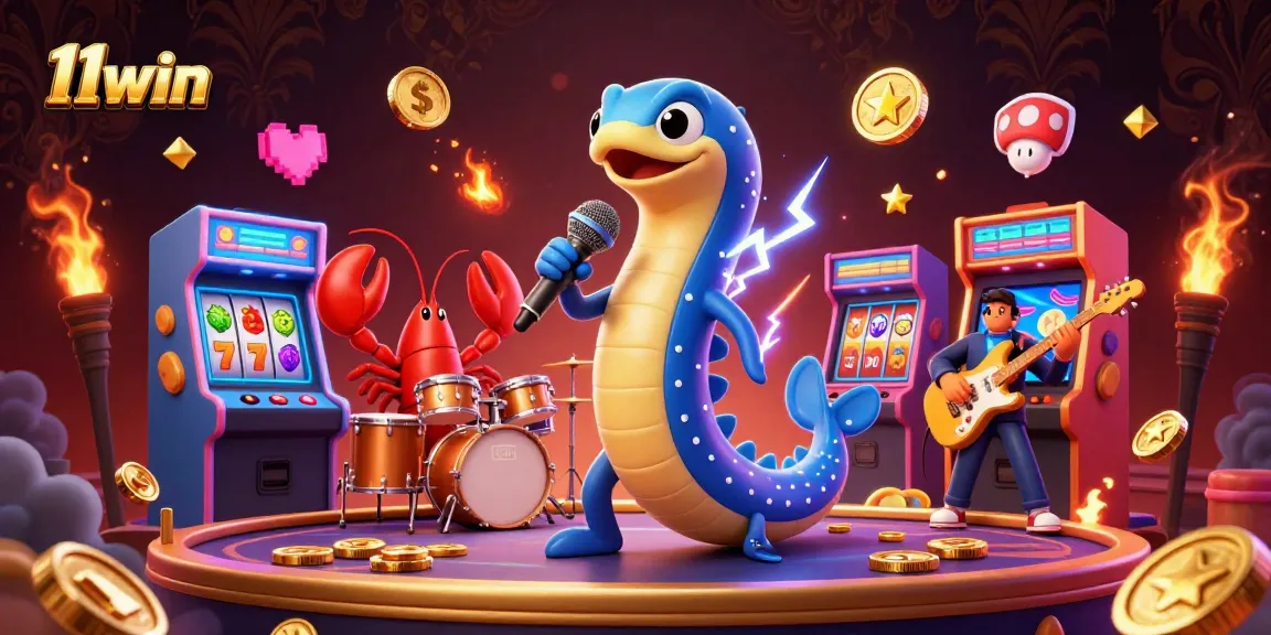 Experience thrilling gaming with 11win as an electric eel DJ performs at an underwater casino.