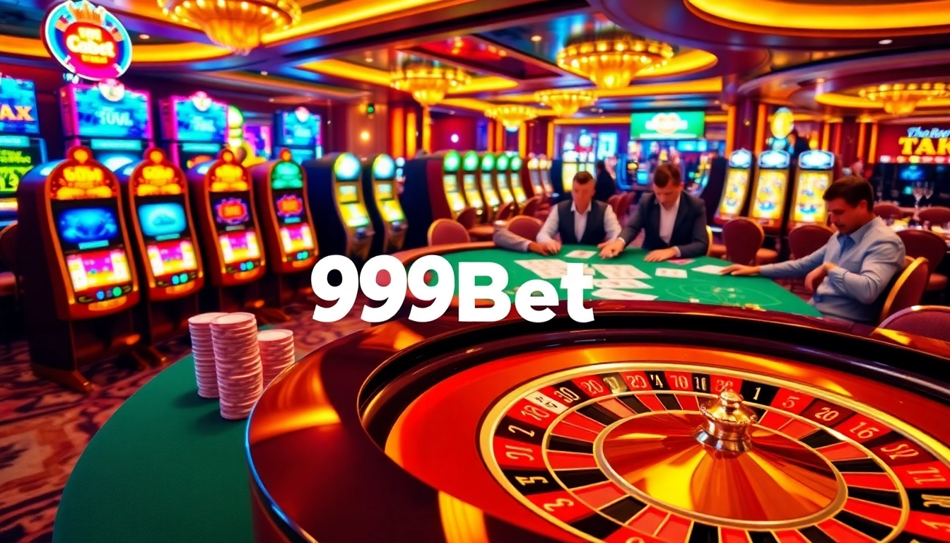 Gamblers enjoying a vibrant casino experience at 89Bet with roulette and poker tables.