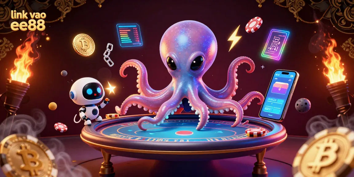Engage in exciting gameplay with link vao ee88 at a dynamic alien-themed poker table featuring crypto elements.