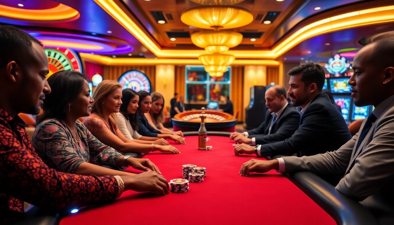 Players enjoying a high-stakes poker game at BL555 casino, showcasing excitement and thrill.