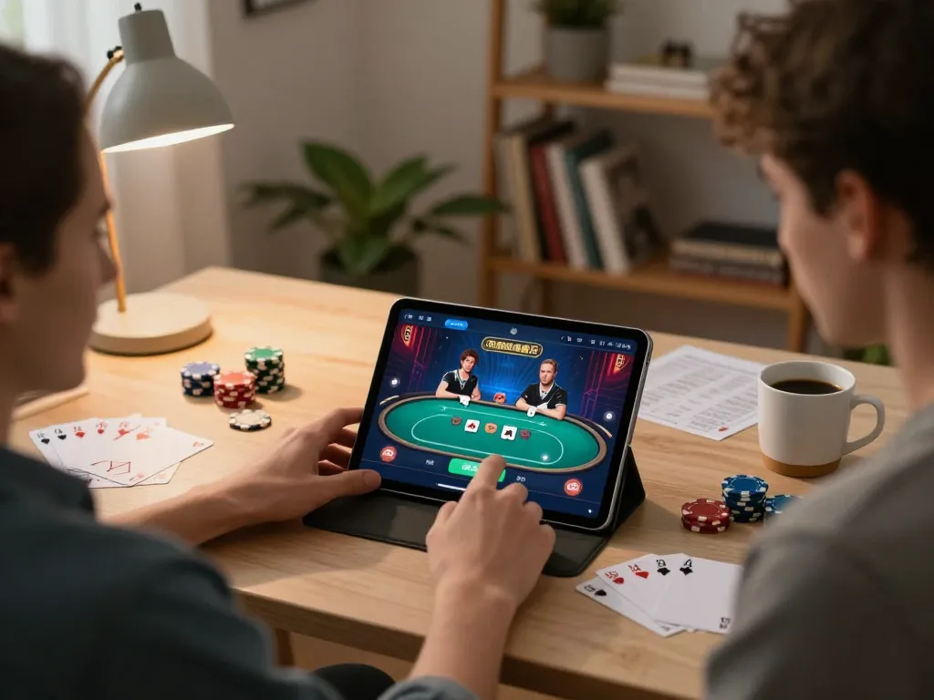 Fabet user engaging with an online poker session, showcasing strategic gameplay.