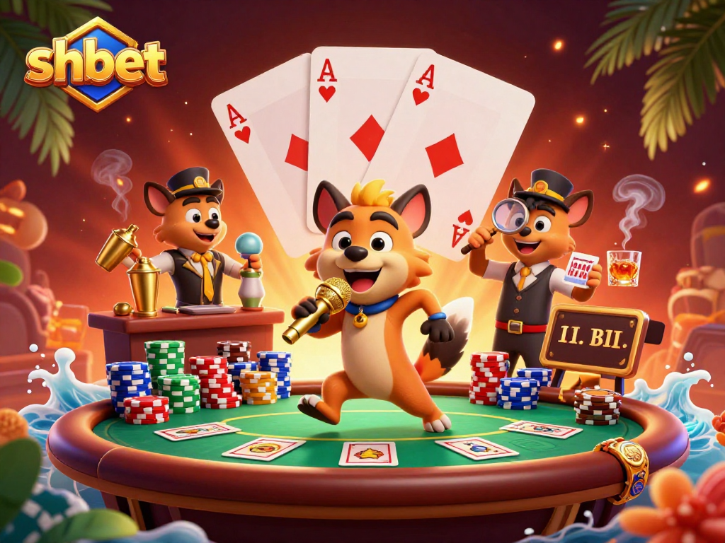 Experience shbet's vibrant casino atmosphere with hyenas entertaining as the bouncer checks IDs.