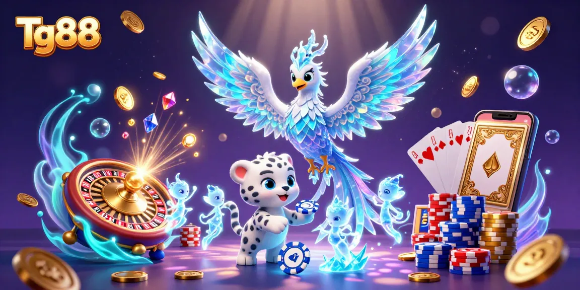 Tg88 offers a vibrant casino experience with a phoenix and playful elements, perfect for exciting gameplay.