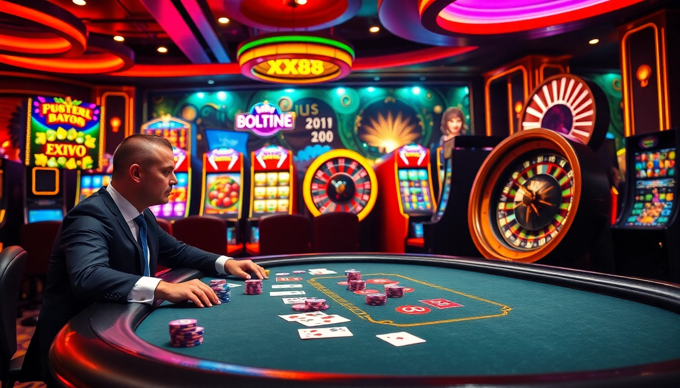 Experience the excitement of gambling at XX88 with thrilling poker games and vibrant slot machines.