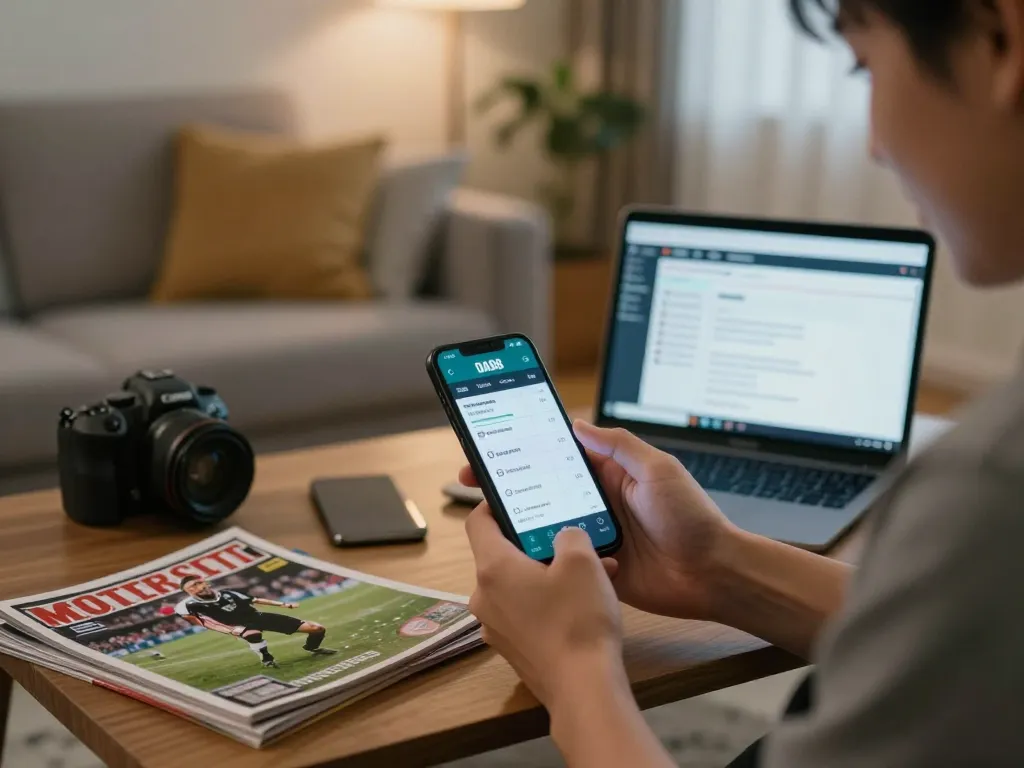 Betting online with DA88 odds on mobile app in a cozy home setting