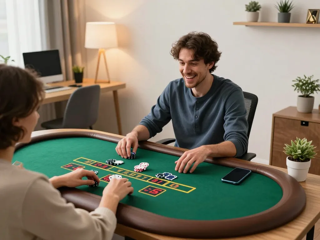 Player enjoying a thrilling qq88 live dealer game in a cozy home setup