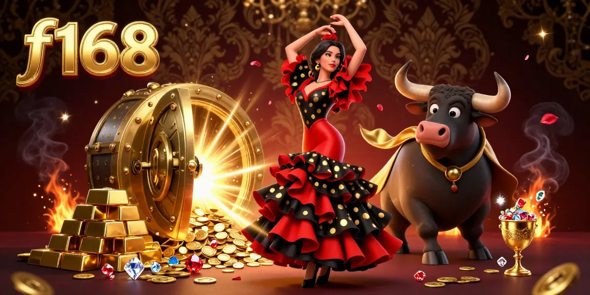 Experience the thrill of winning at f168 with vibrant casino elements and dynamic characters in a stunning illustration.