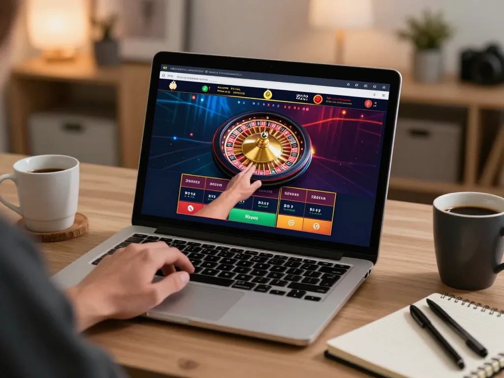 SV66 players engaging in online roulette gameplay with strategic note-taking in cozy home setting