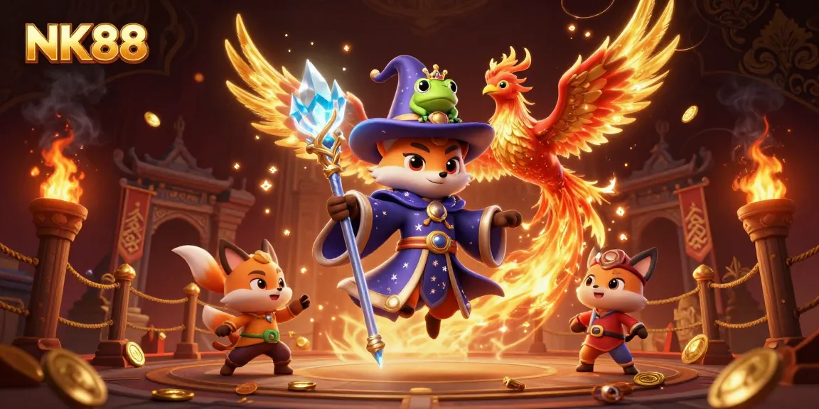 Experience the thrill of NK88 as the mystical wizard fox and phoenix ignite the gaming scene.