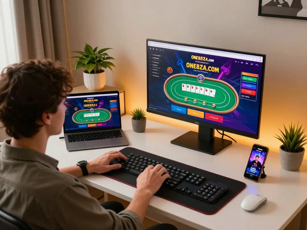 Engaging gameplay on ONE88ZA.COM online casino platform highlighting dynamic poker action.