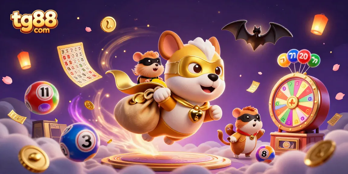 Join the excitement at tg88 com with a superhero dog leading a vibrant casino adventure featuring jackpots and thrilling games.