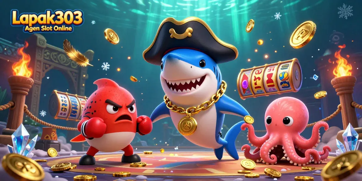 Engage with thrilling wins at Lapak303 Agen Slot Online, featuring a dynamic 3D casino adventure with pirate and ocean creatures.