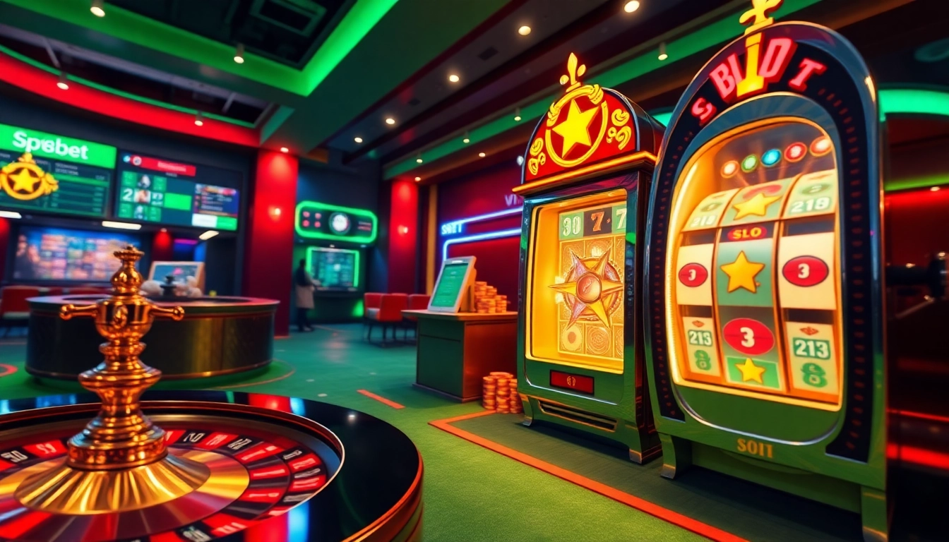 Engage in thrilling bets at sp8bet with vibrant casino elements like poker chips and roulette wheels.