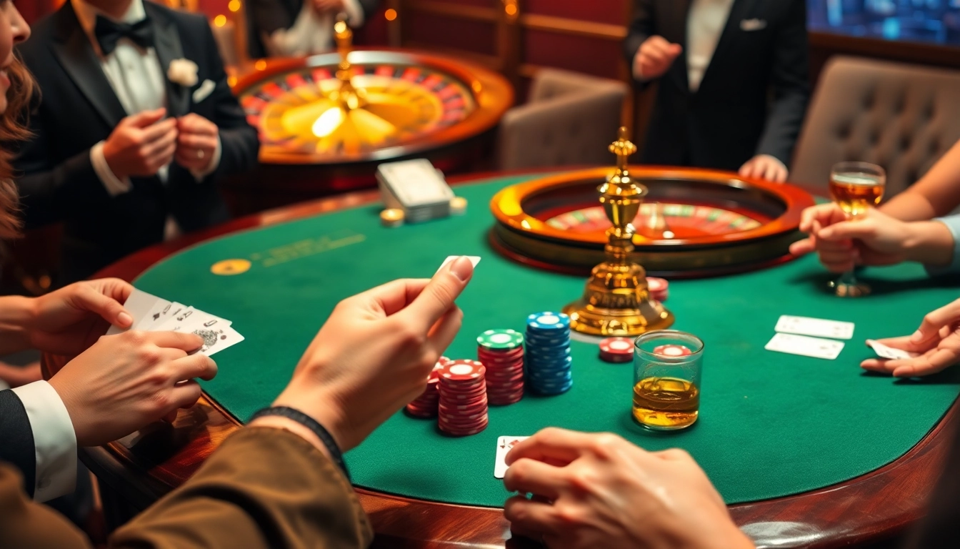 Experience the thrill of a high-stakes poker game at 789b casino, featuring vibrant chips and a roulette wheel.