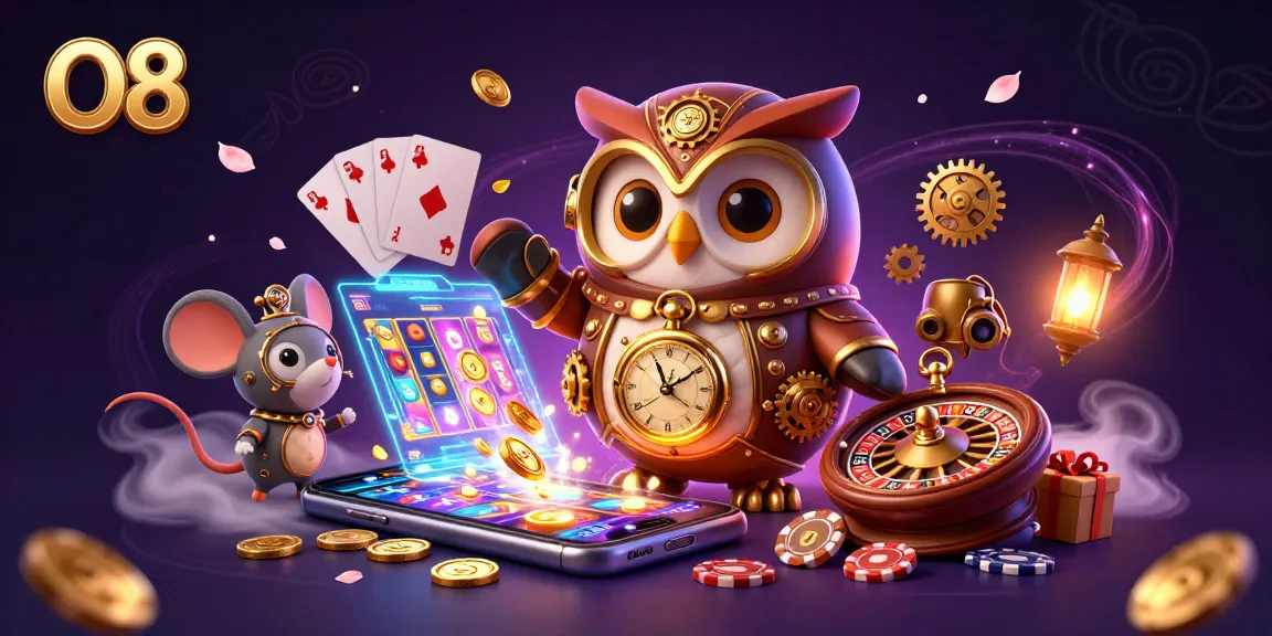 Experience thrilling wins at O8 with a magical casino adventure featuring an owl and vibrant gaming elements.