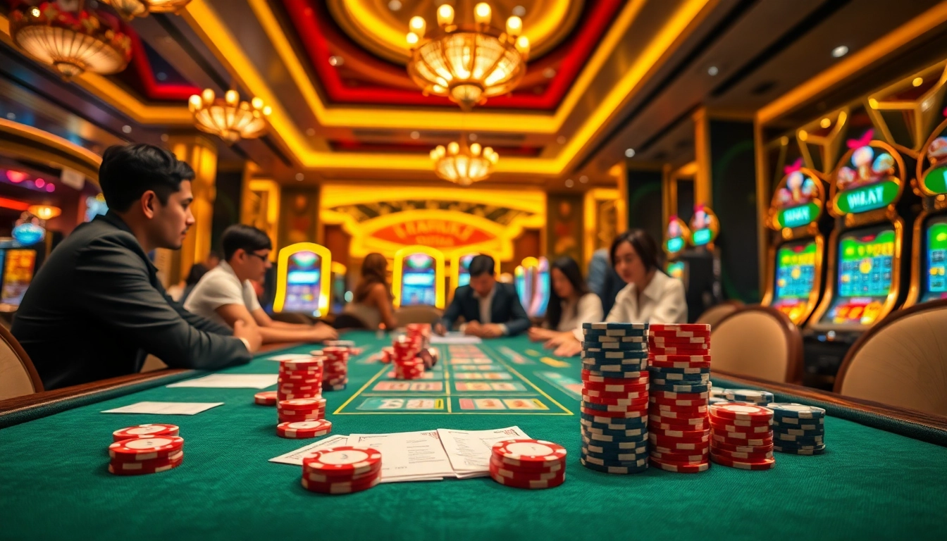 Xổ số DH88 brings excitement to the casino with vibrant lottery game tables and enthusiastic players.