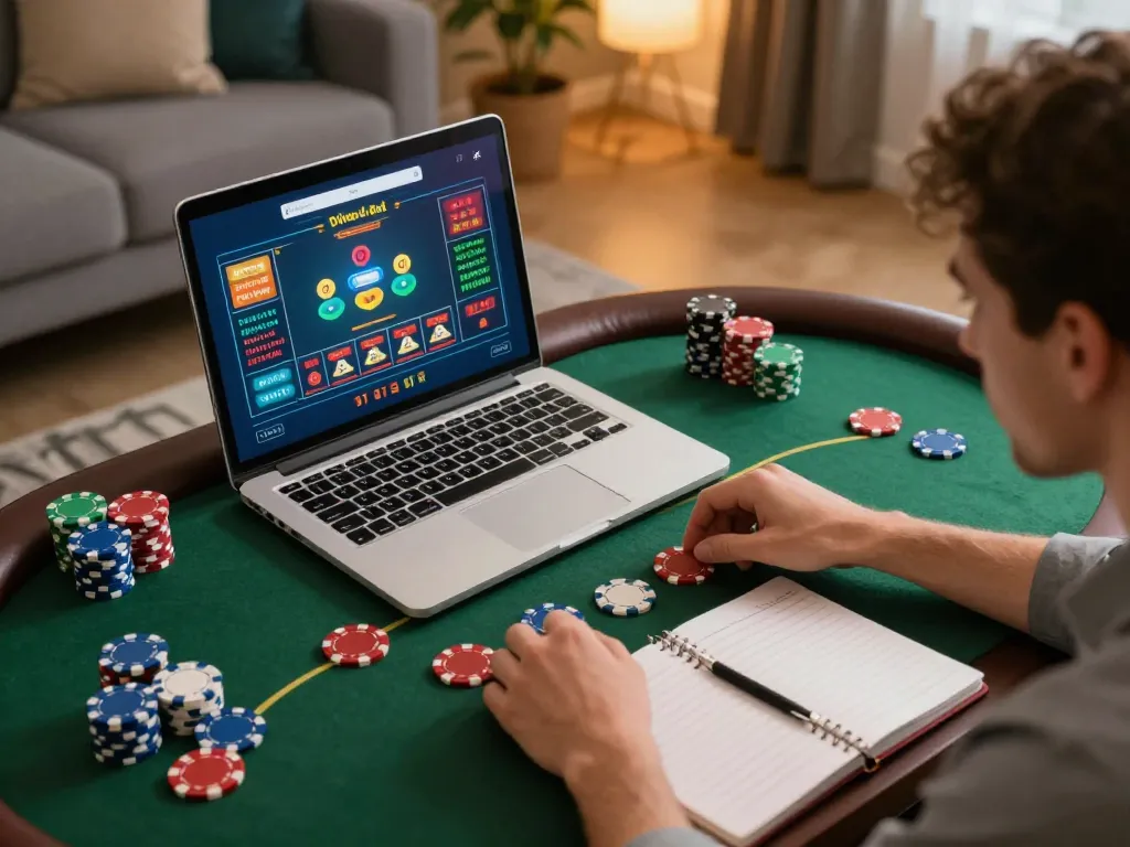 Engaging in Đá gà thomo live betting strategy session at home with laptop and notes