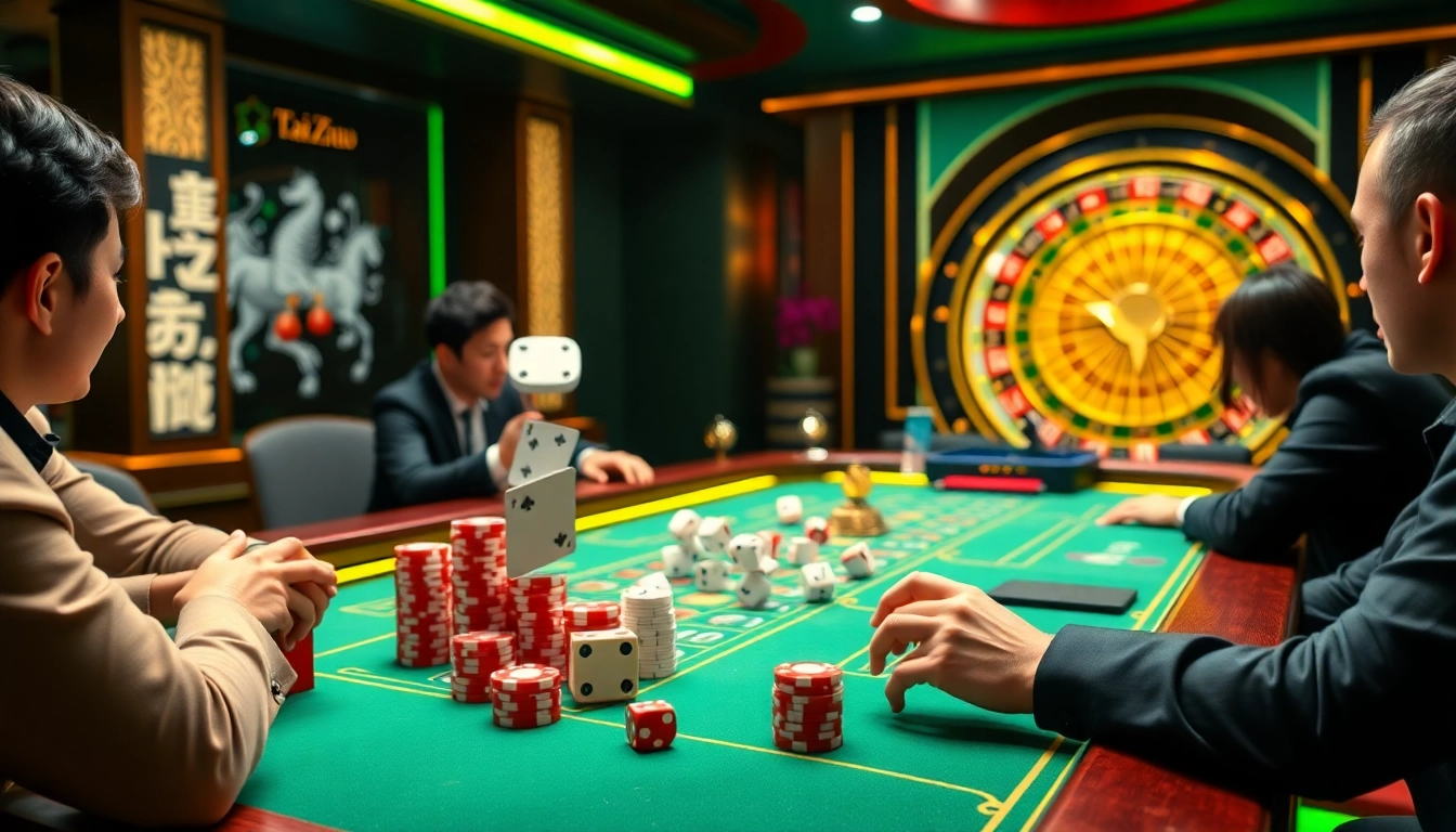 Taking a thrilling bet in tài xỉu online with vibrant casino visuals and intense gameplay atmosphere.