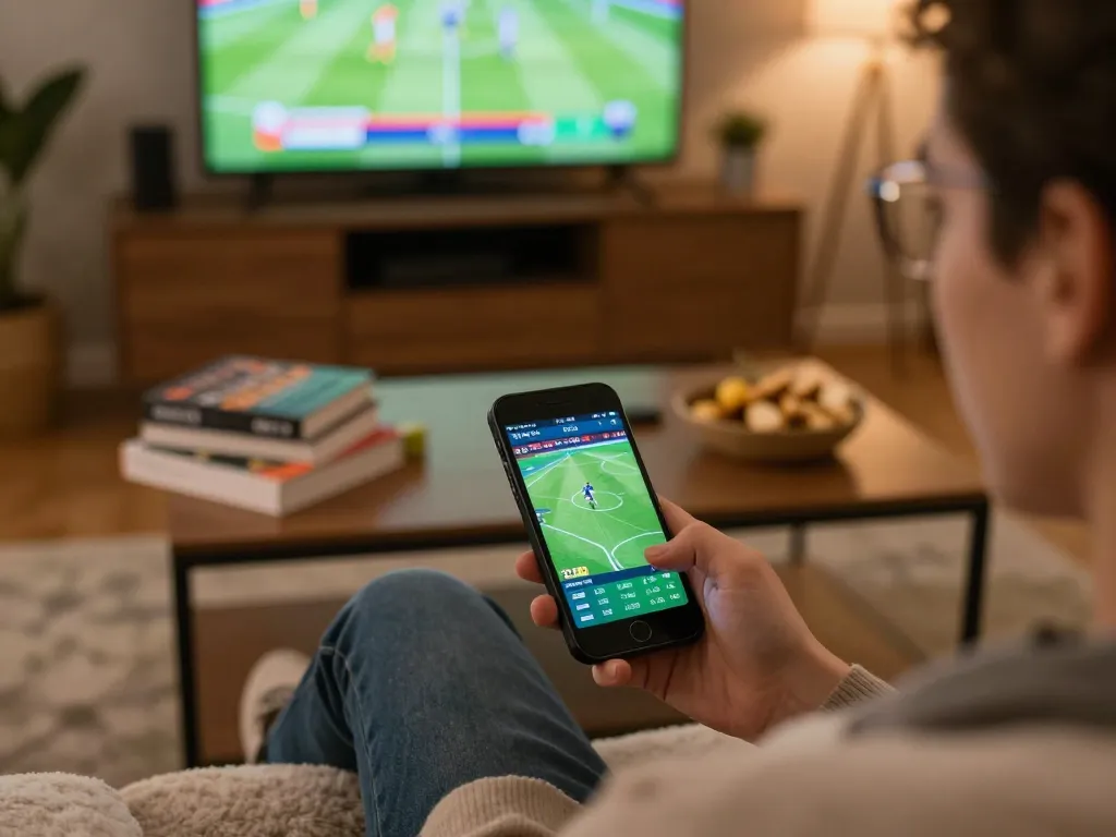 lu88 mobile sports betting action with smartphone and cozy home setup