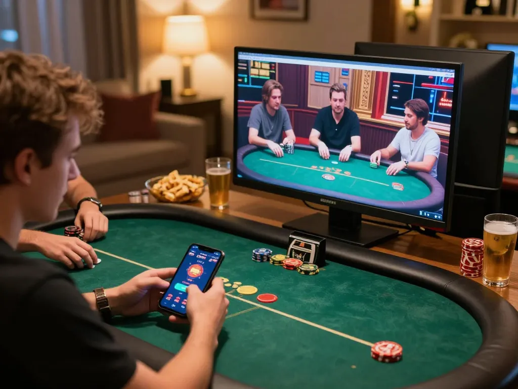 Players enjoying their time with the DA88 poker app on smartphones, showcasing strategic gameplay