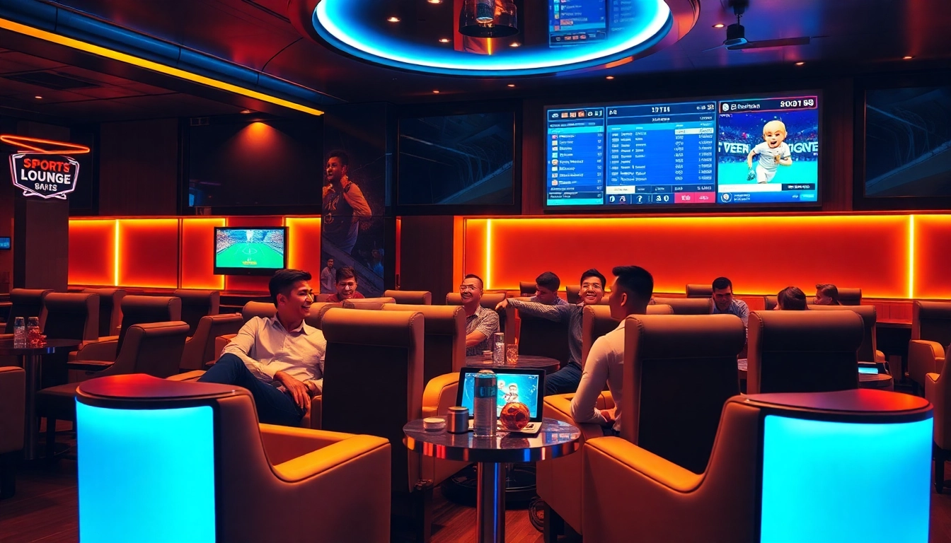 Kèo bóng đá 88 betting scene with engaged gamblers in a luxurious lounge.