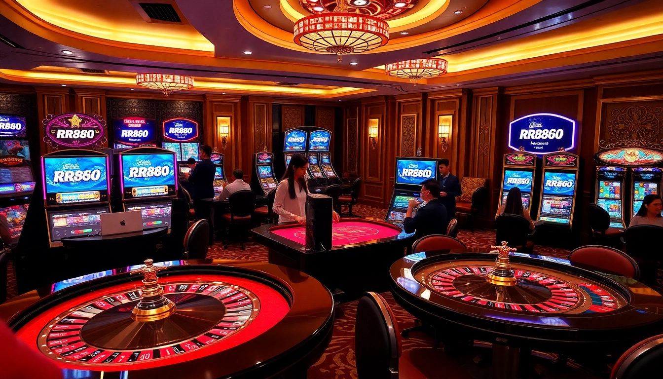 Experience the excitement of gambling at RR888 with elegant casino interiors and engaging online betting.