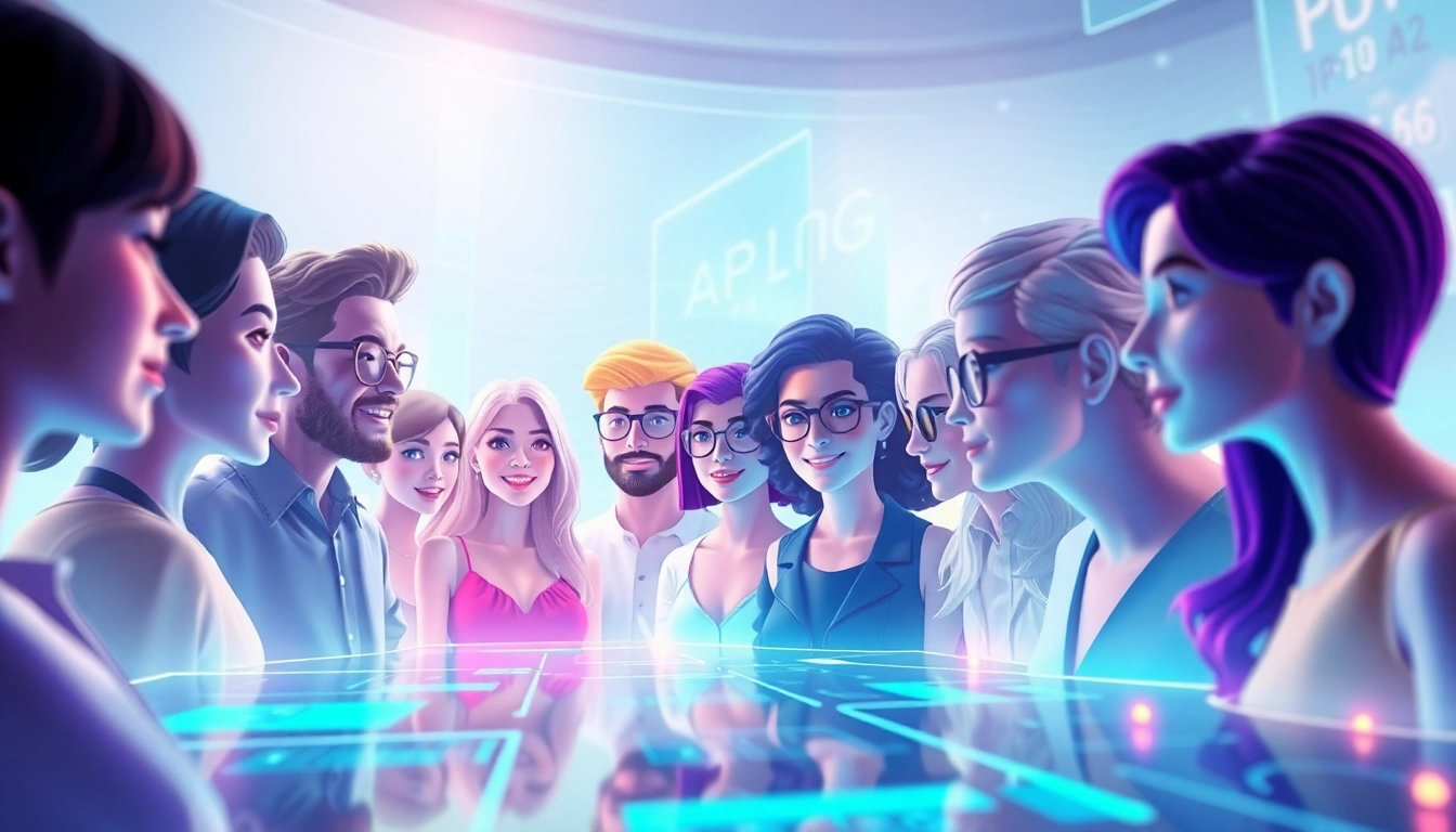 Engaging AI personas in an innovative digital landscape, showcasing Crushon interactions.