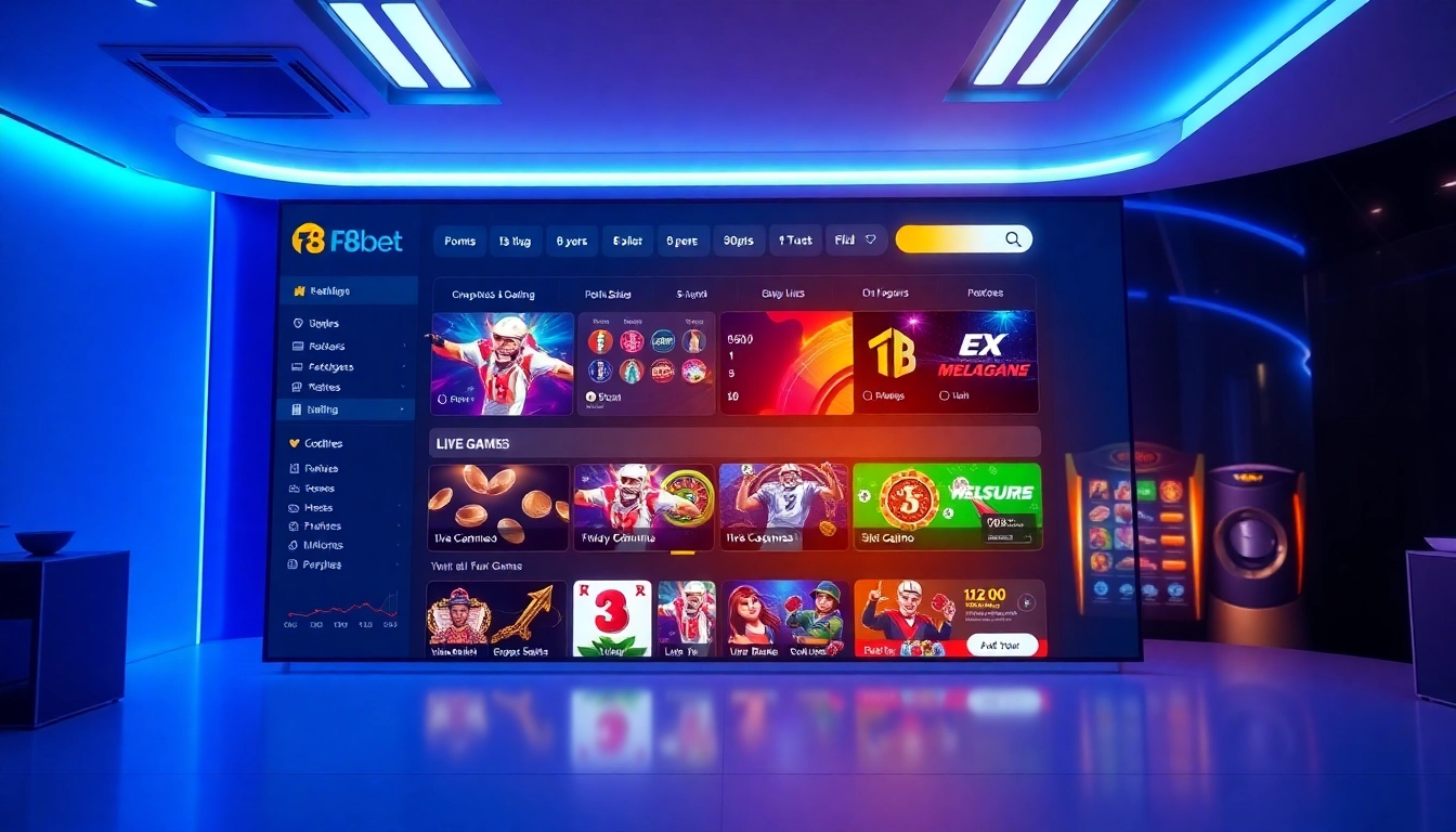 F8bet online betting platform interface showcasing diverse gaming options and user engagement.