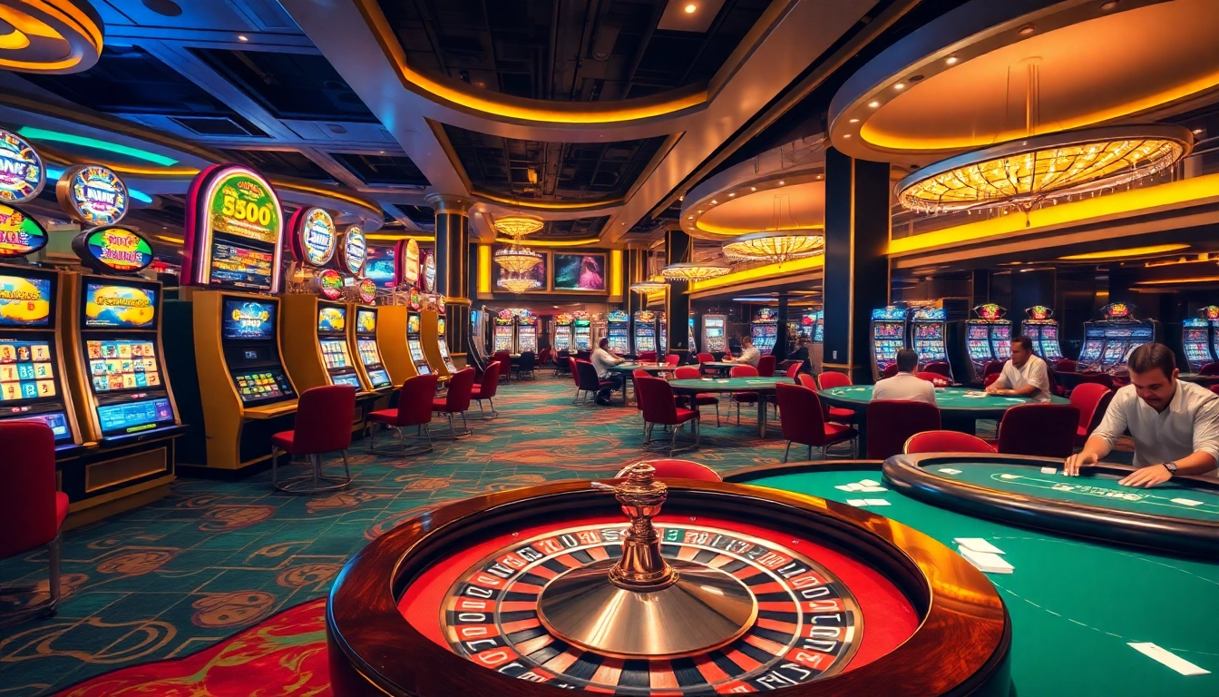 Experience the excitement of s8mx.com with vibrant casino elements like slot machines and poker tables.