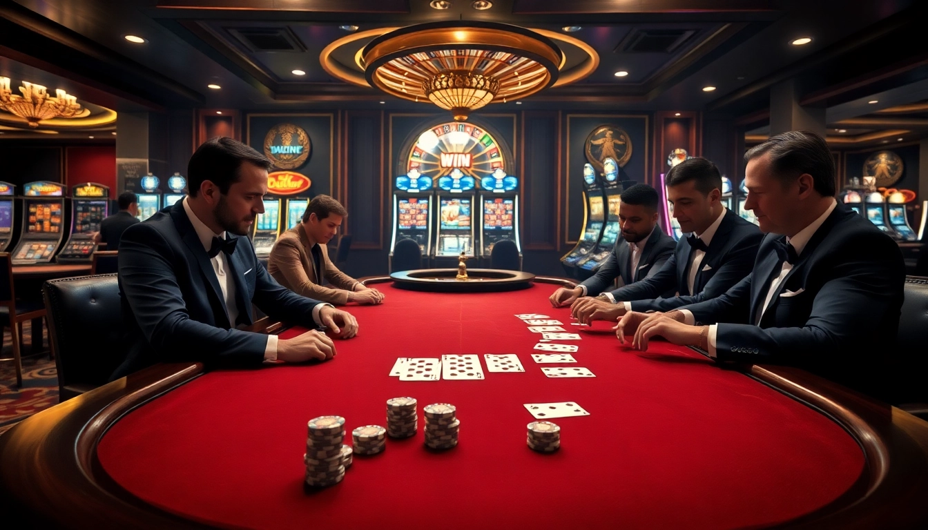 Experience high-stakes poker action at 32 WIN with sleek tables and vibrant atmosphere.