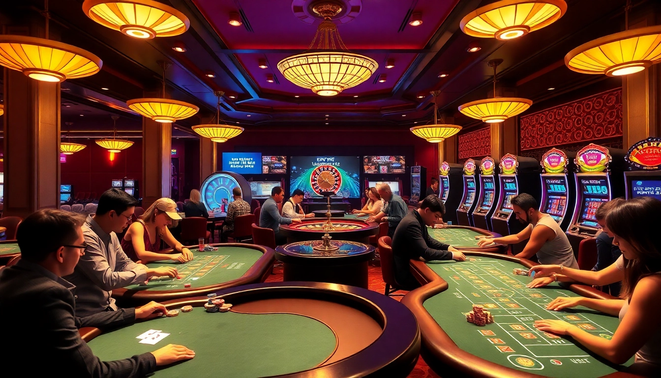 Experience the thrill of gambling with players engaged at a vibrant casino, showcasing https://luongsontv23.com/ in action.