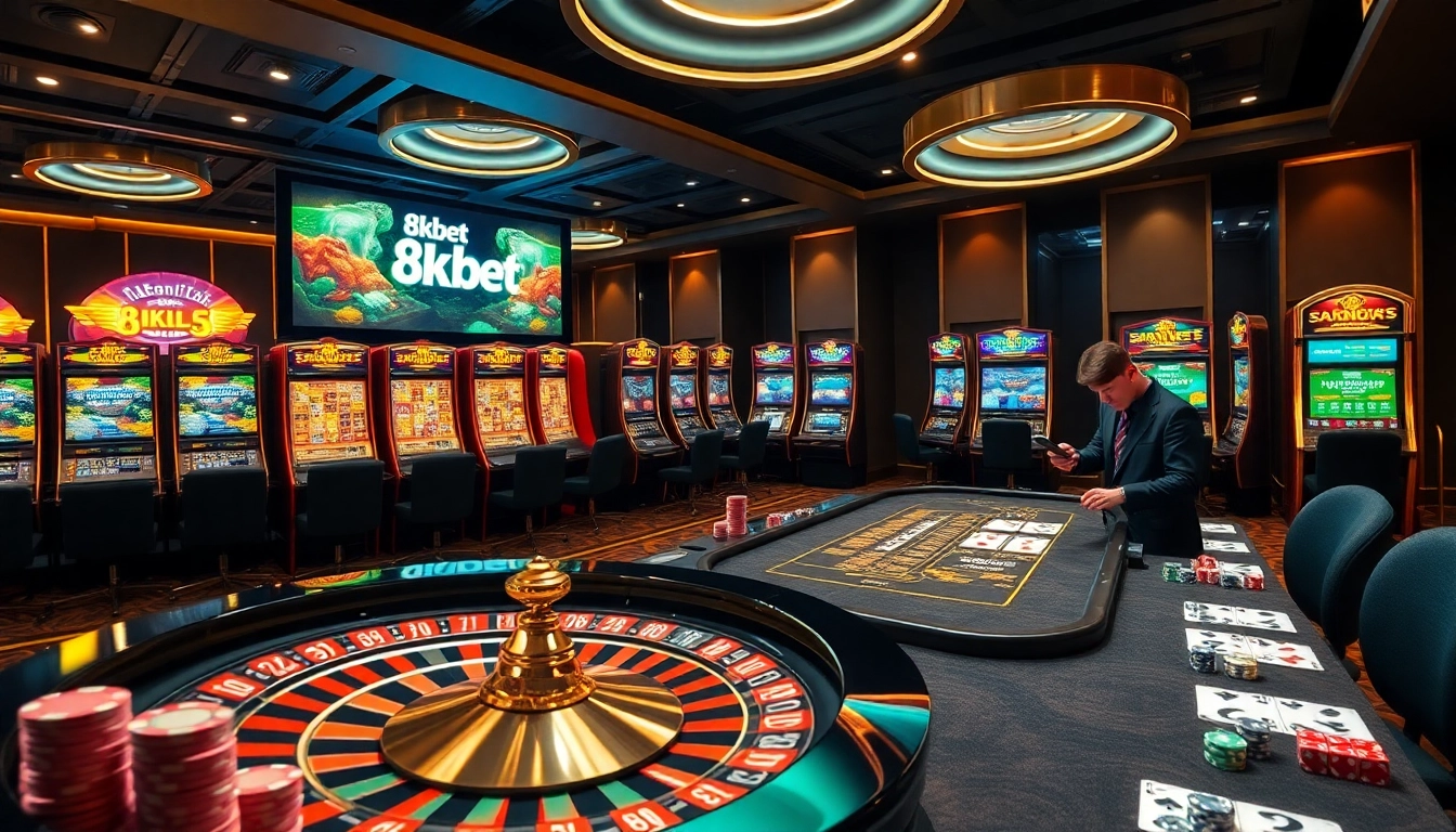 8kbet players placing strategic bets with poker chips and live digital casino tables