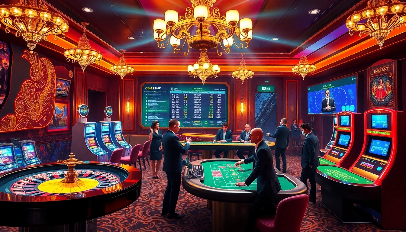 Gamblers enjoying a dynamic gaming experience at https://89bet.in.net/ with roulette and poker tables.